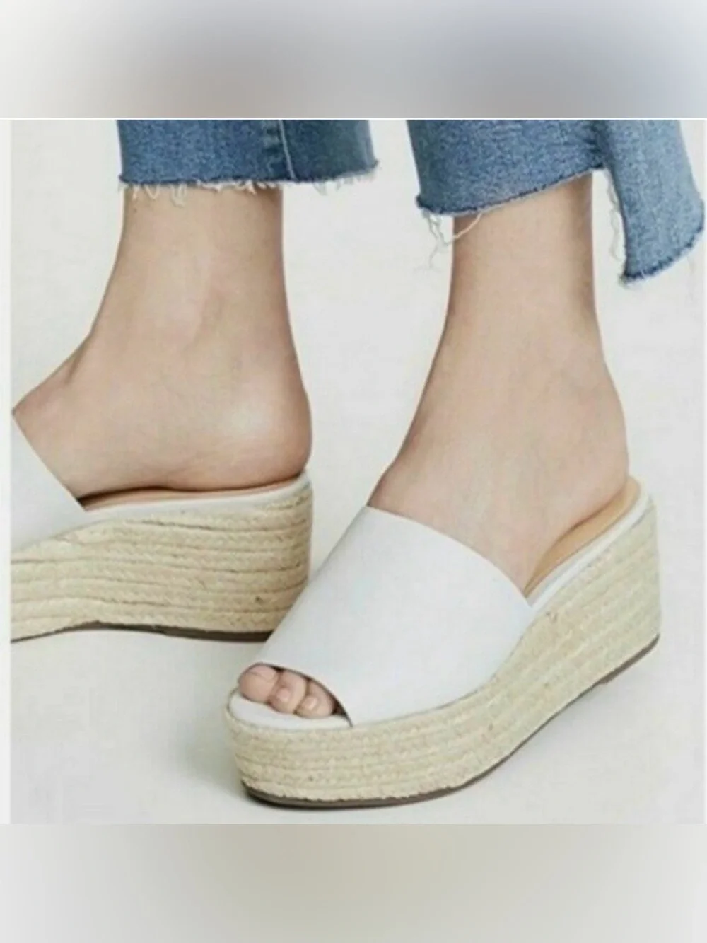 NWT Schutz Thalia White Slide Espadrille Platform Sandal - size 9